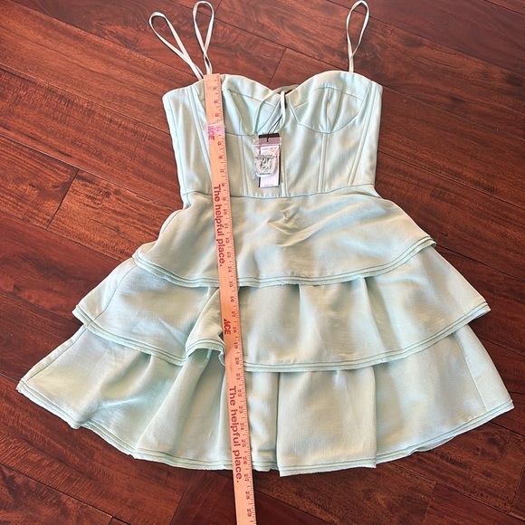 BCBG | Jacklyn Tiered Ruffle Strapless Green Opaline Dress NWT - Picture 13 of 16